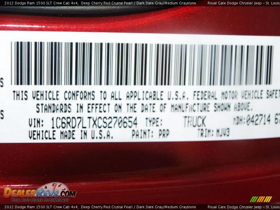 2012 Dodge Ram 1500 SLT Crew Cab 4x4 Deep Cherry Red Crystal Pearl / Dark Slate Gray/Medium Graystone Photo #8