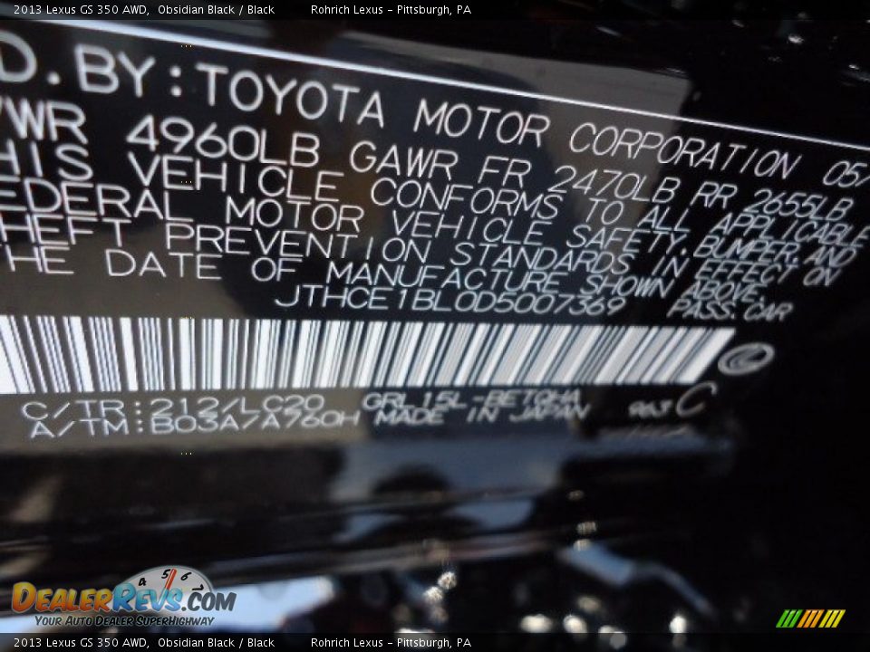 2013 Lexus GS 350 AWD Obsidian Black / Black Photo #16