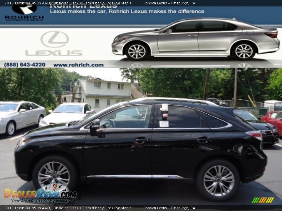 2013 Lexus RX 450h AWD Obsidian Black / Black/Ebony Birds Eye Maple Photo #1