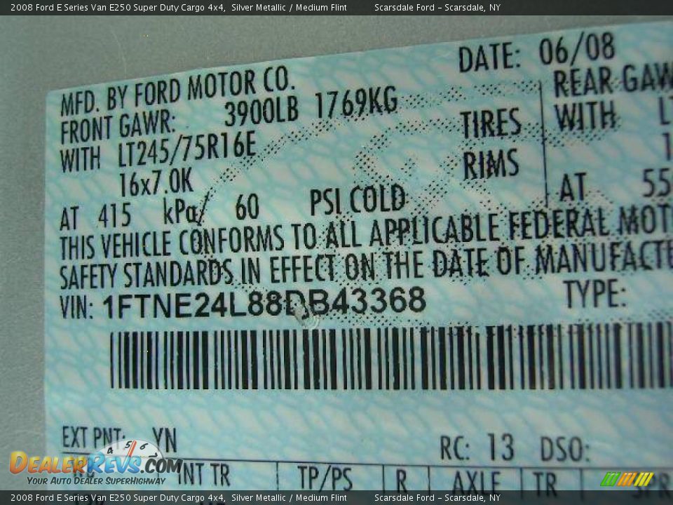 2008 Ford E Series Van E250 Super Duty Cargo 4x4 Silver Metallic / Medium Flint Photo #9