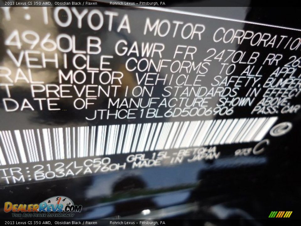 2013 Lexus GS 350 AWD Obsidian Black / Flaxen Photo #16