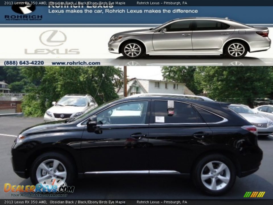 2013 Lexus RX 350 AWD Obsidian Black / Black/Ebony Birds Eye Maple Photo #1