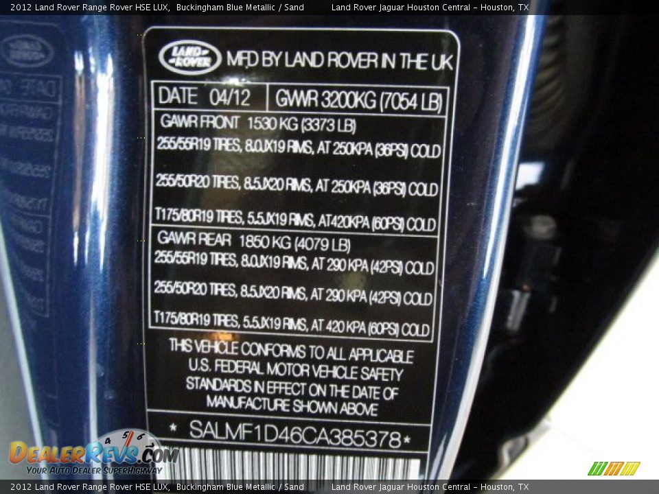 2012 Land Rover Range Rover HSE LUX Buckingham Blue Metallic / Sand Photo #18