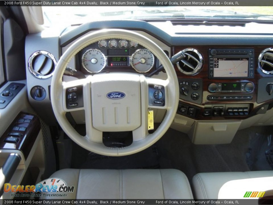 2008 Ford F450 Super Duty Lariat Crew Cab 4x4 Dually Black / Medium Stone Grey Photo #22