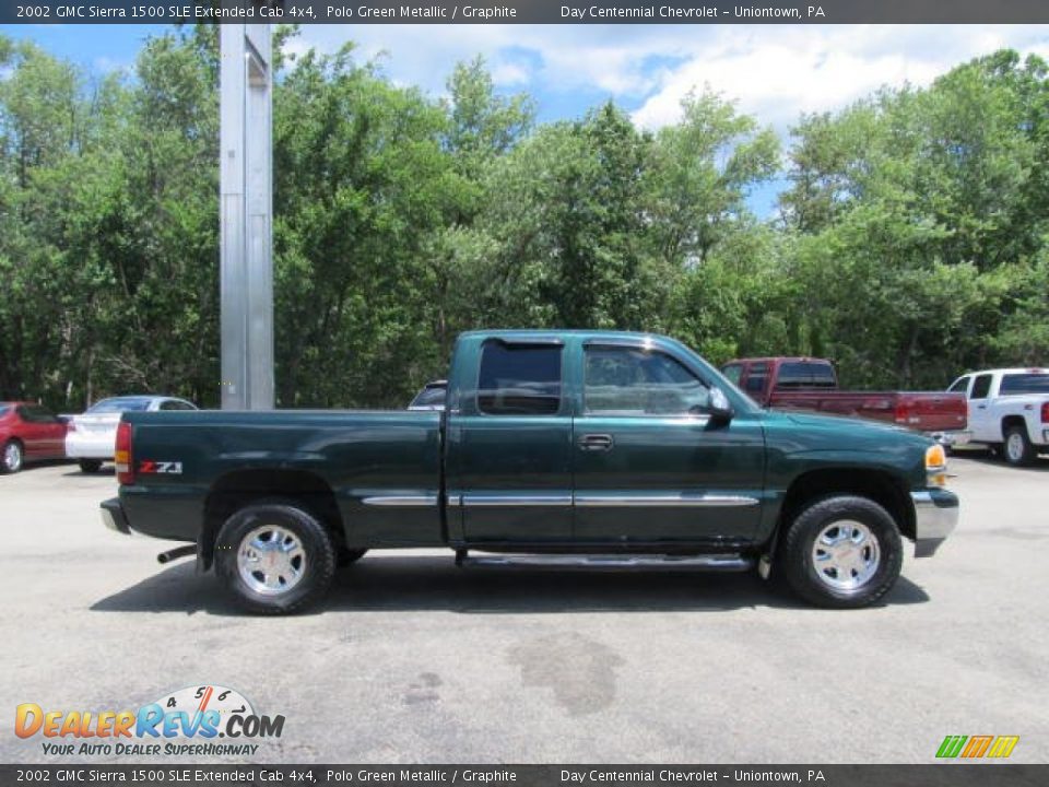 2002 GMC Sierra 1500 SLE Extended Cab 4x4 Polo Green Metallic / Graphite Photo #5