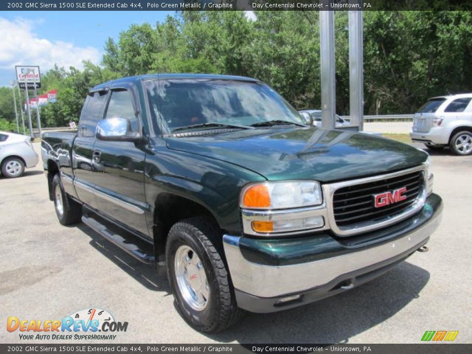 2002 GMC Sierra 1500 SLE Extended Cab 4x4 Polo Green Metallic / Graphite Photo #6