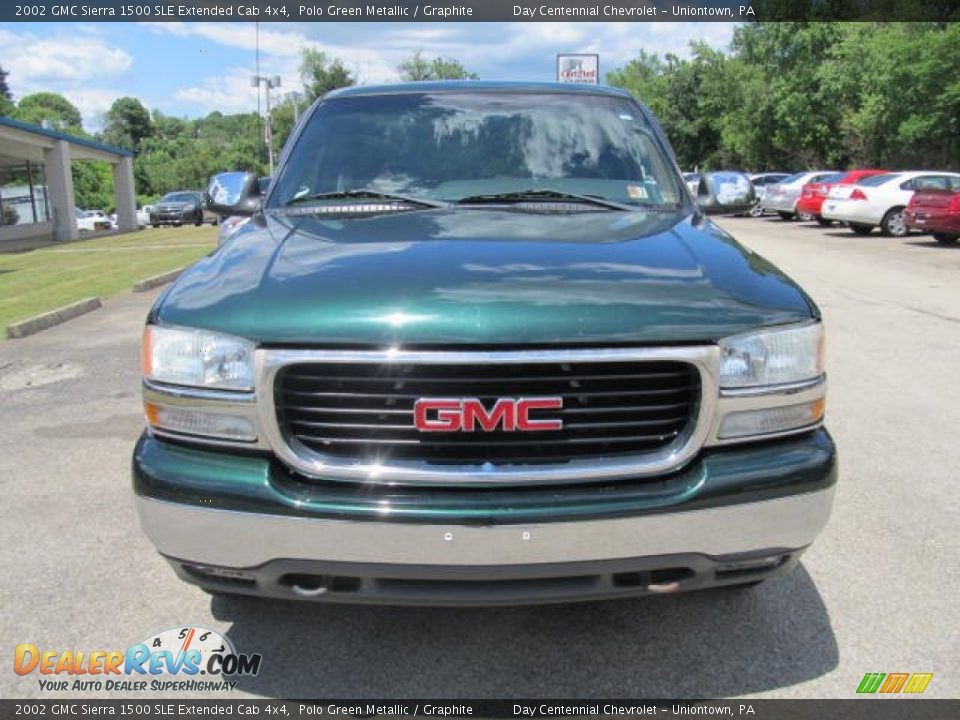 2002 GMC Sierra 1500 SLE Extended Cab 4x4 Polo Green Metallic / Graphite Photo #7