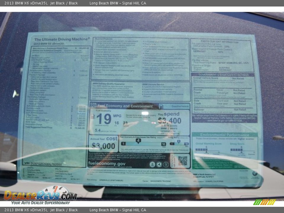 2013 BMW X6 xDrive35i Window Sticker Photo #5
