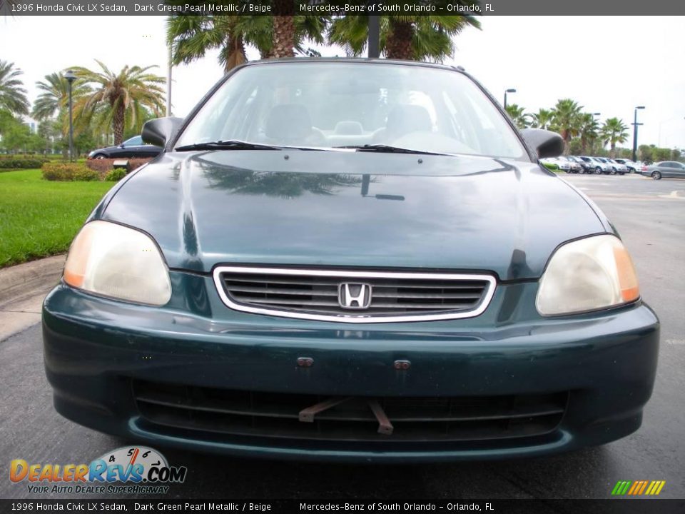 1996 Honda Civic LX Sedan Dark Green Pearl Metallic / Beige Photo #3