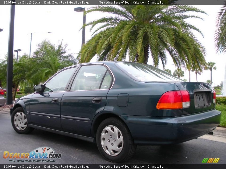 1996 Honda Civic LX Sedan Dark Green Pearl Metallic / Beige Photo #8