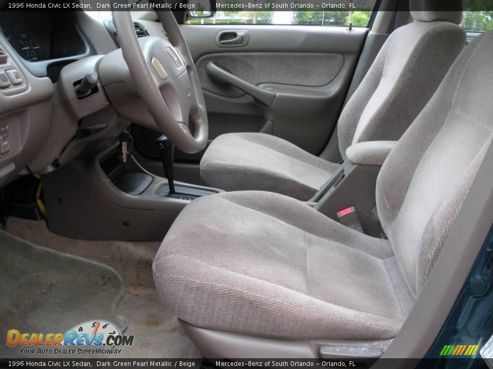 1996 Honda Civic LX Sedan Dark Green Pearl Metallic / Beige Photo #11
