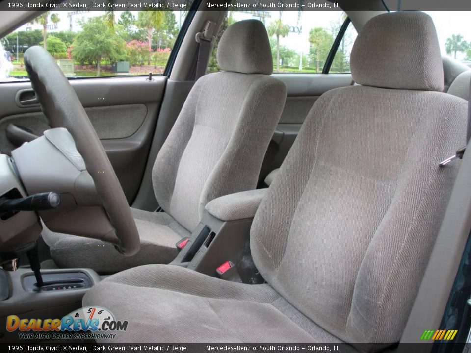 1996 Honda Civic LX Sedan Dark Green Pearl Metallic / Beige Photo #12