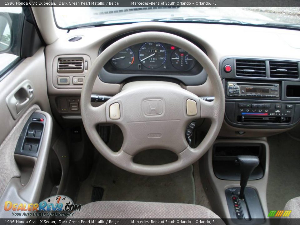 1996 Honda Civic LX Sedan Dark Green Pearl Metallic / Beige Photo #18