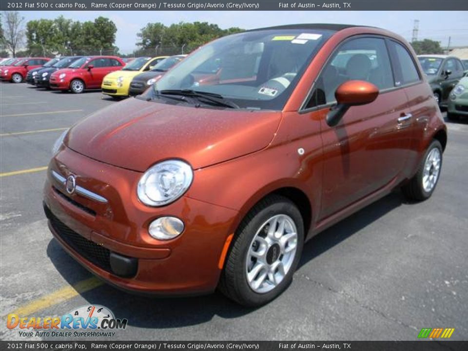 2012 Fiat 500 c cabrio Pop Rame (Copper Orange) / Tessuto Grigio/Avorio (Grey/Ivory) Photo #2