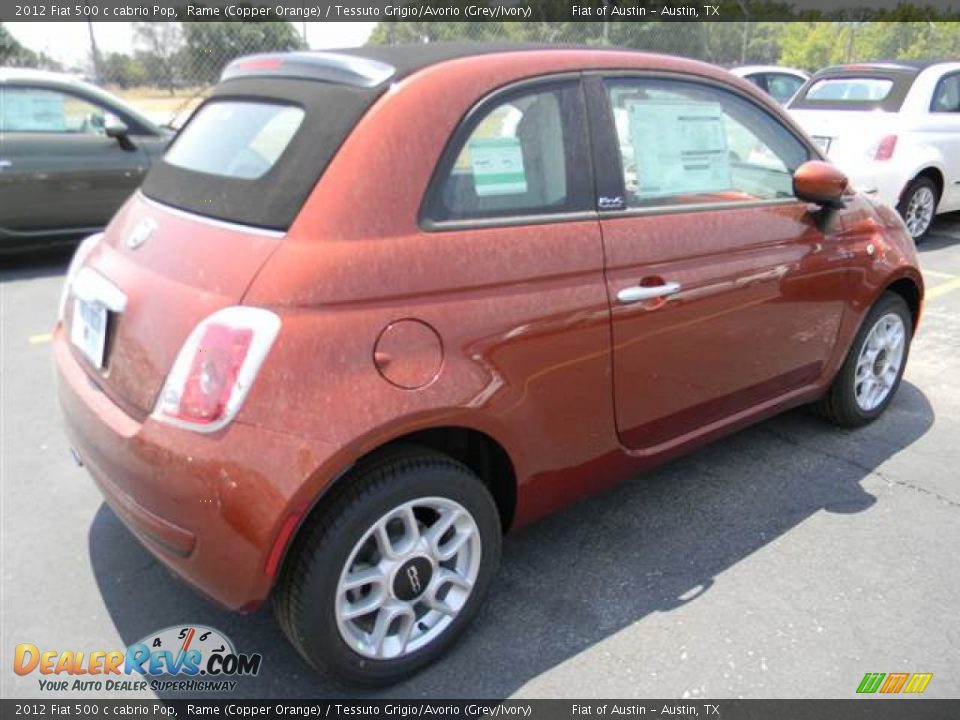 2012 Fiat 500 c cabrio Pop Rame (Copper Orange) / Tessuto Grigio/Avorio (Grey/Ivory) Photo #3