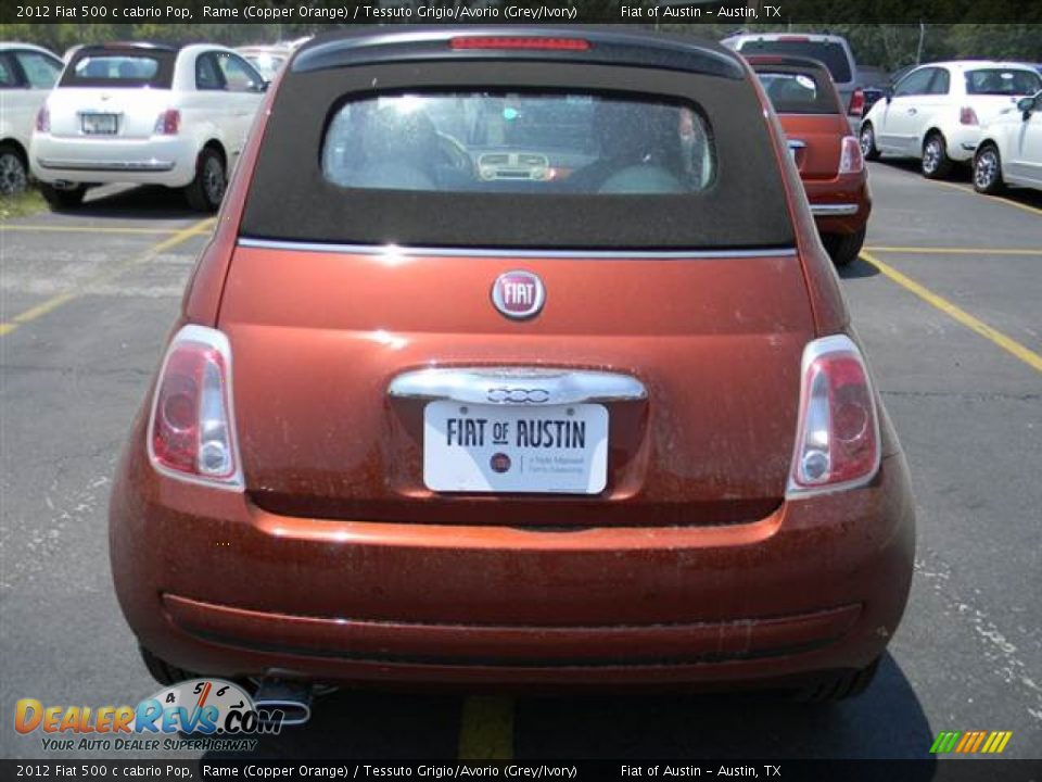 2012 Fiat 500 c cabrio Pop Rame (Copper Orange) / Tessuto Grigio/Avorio (Grey/Ivory) Photo #4