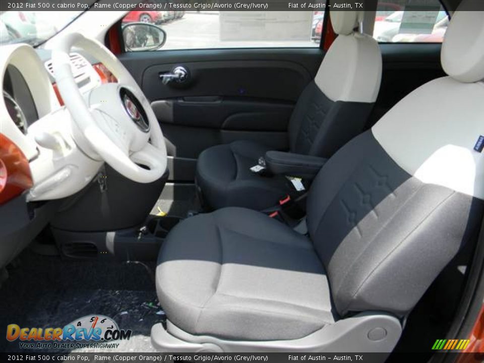 2012 Fiat 500 c cabrio Pop Rame (Copper Orange) / Tessuto Grigio/Avorio (Grey/Ivory) Photo #6