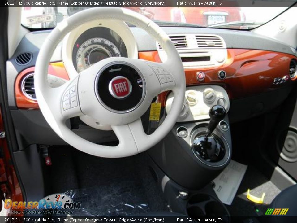 2012 Fiat 500 c cabrio Pop Rame (Copper Orange) / Tessuto Grigio/Avorio (Grey/Ivory) Photo #7