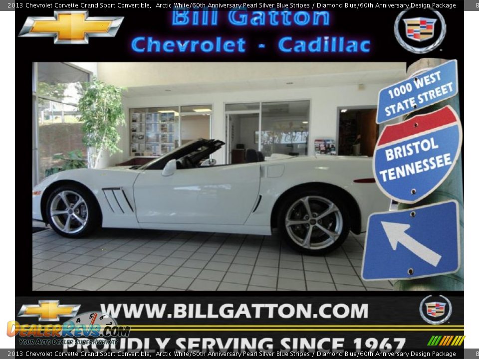 2013 Chevrolet Corvette Grand Sport Convertible Arctic White/60th Anniversary Pearl Silver Blue Stripes / Diamond Blue/60th Anniversary Design Package Photo #1