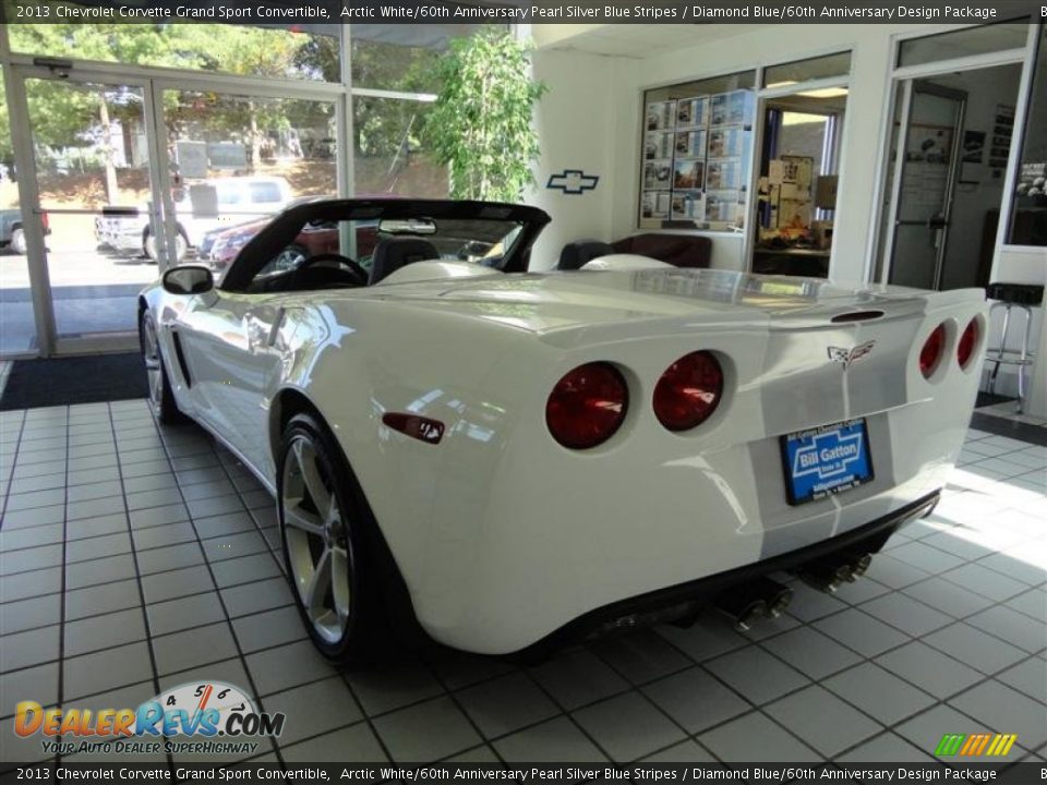 2013 Chevrolet Corvette Grand Sport Convertible Arctic White/60th Anniversary Pearl Silver Blue Stripes / Diamond Blue/60th Anniversary Design Package Photo #3