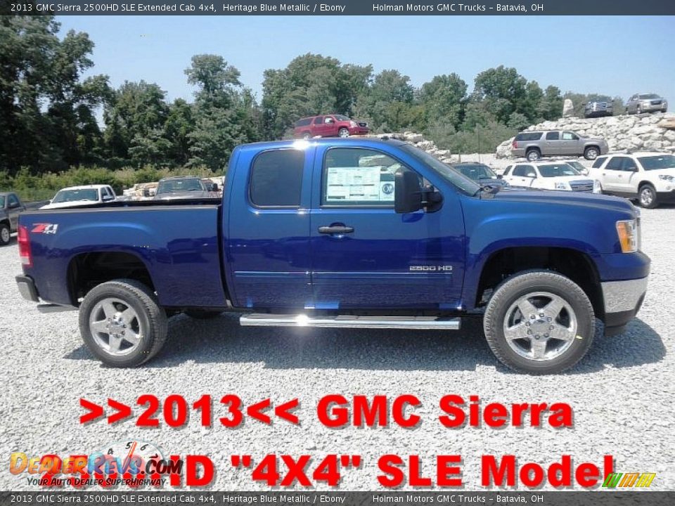2013 GMC Sierra 2500HD SLE Extended Cab 4x4 Heritage Blue Metallic / Ebony Photo #1