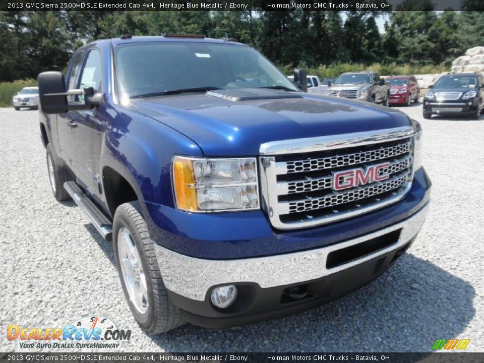2013 GMC Sierra 2500HD SLE Extended Cab 4x4 Heritage Blue Metallic / Ebony Photo #2
