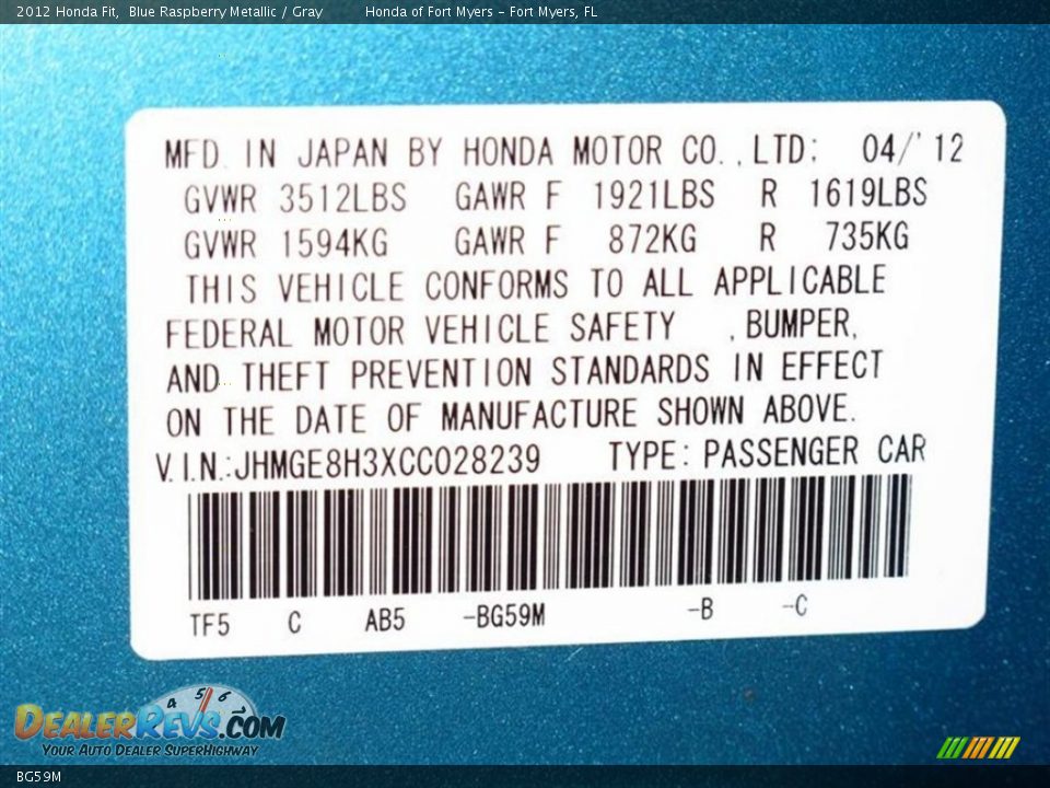 Honda fit blue raspberry paint code #4