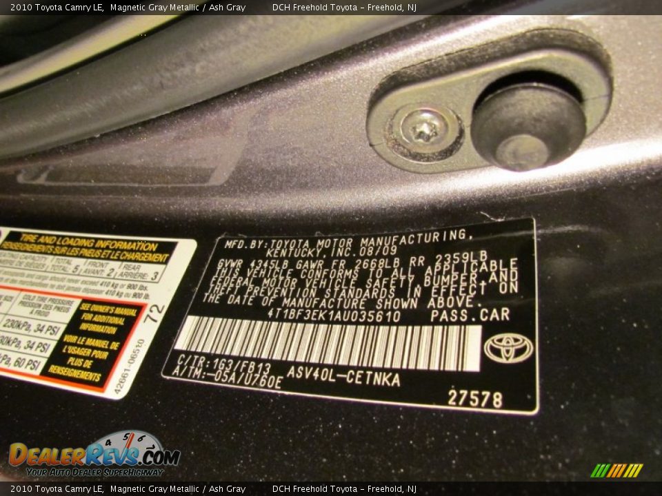 2010 Toyota Camry LE Magnetic Gray Metallic / Ash Gray Photo #24