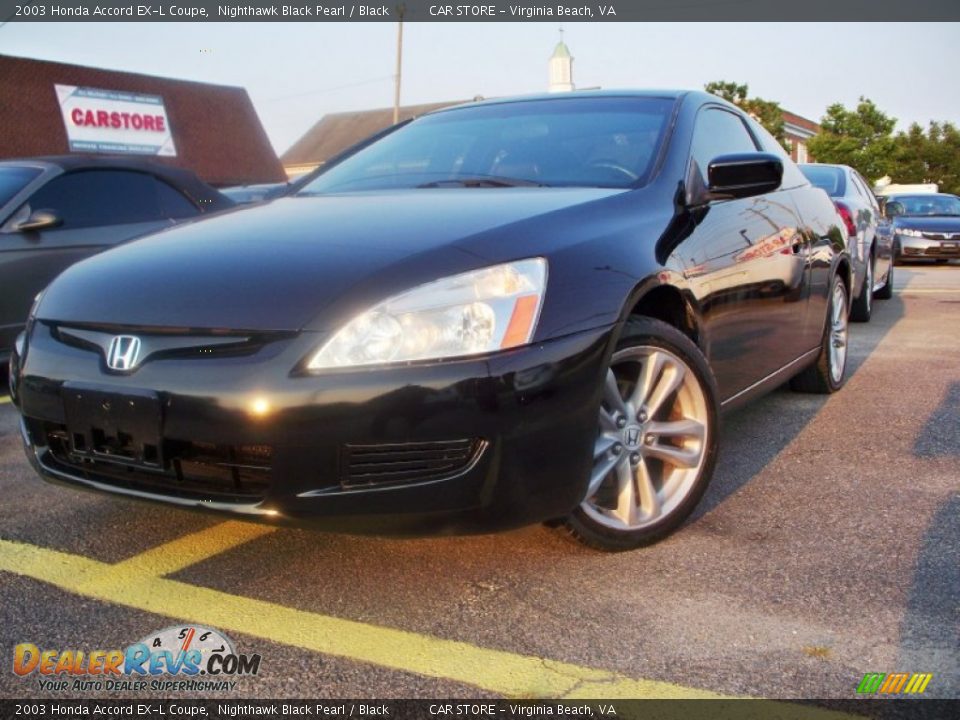 2003 Honda Accord EX-L Coupe Nighthawk Black Pearl / Black Photo #23