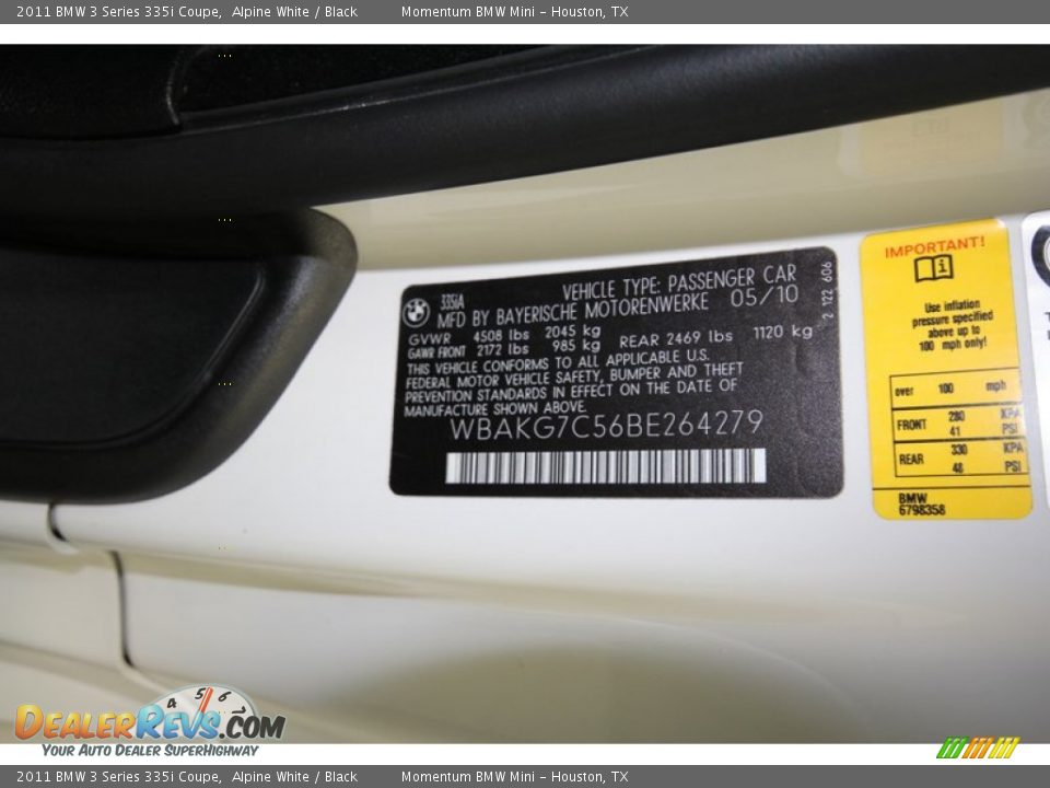2011 BMW 3 Series 335i Coupe Alpine White / Black Photo #12