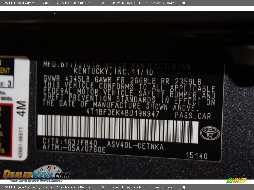 2011 Toyota Camry LE Magnetic Gray Metallic / Bisque Photo #26