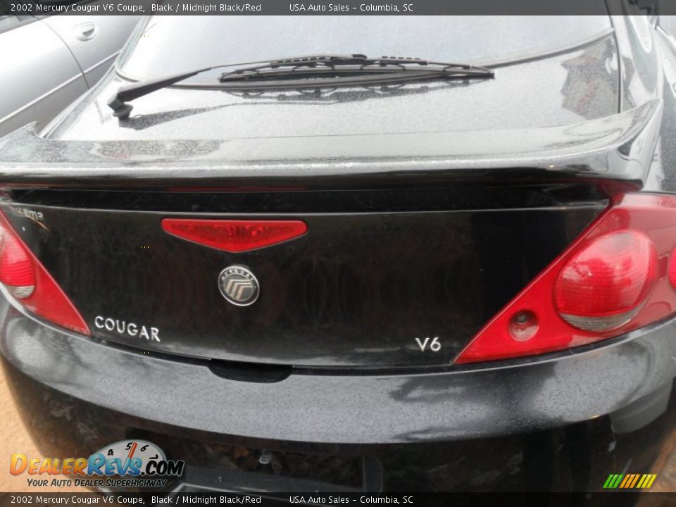 2002 Mercury Cougar V6 Coupe Black / Midnight Black/Red Photo #6