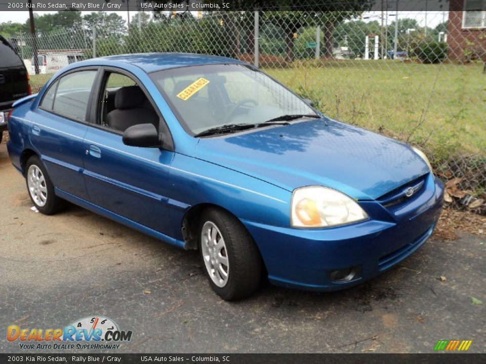 2003 Kia Rio Sedan Rally Blue / Gray Photo #2