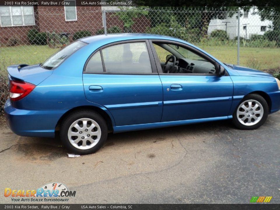 2003 Kia Rio Sedan Rally Blue / Gray Photo #3