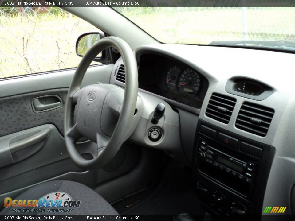 2003 Kia Rio Sedan Rally Blue / Gray Photo #6