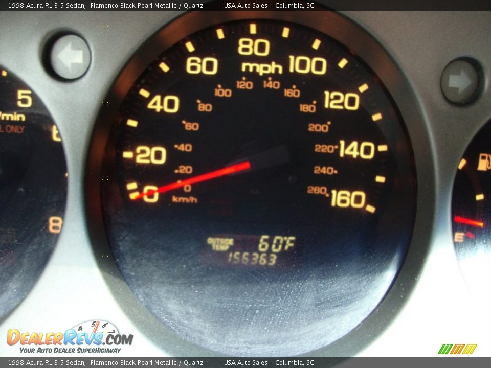 1998 Acura RL 3.5 Sedan Flamenco Black Pearl Metallic / Quartz Photo #16