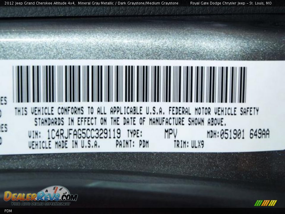 Jeep Color Code PDM Mineral Gray Metallic