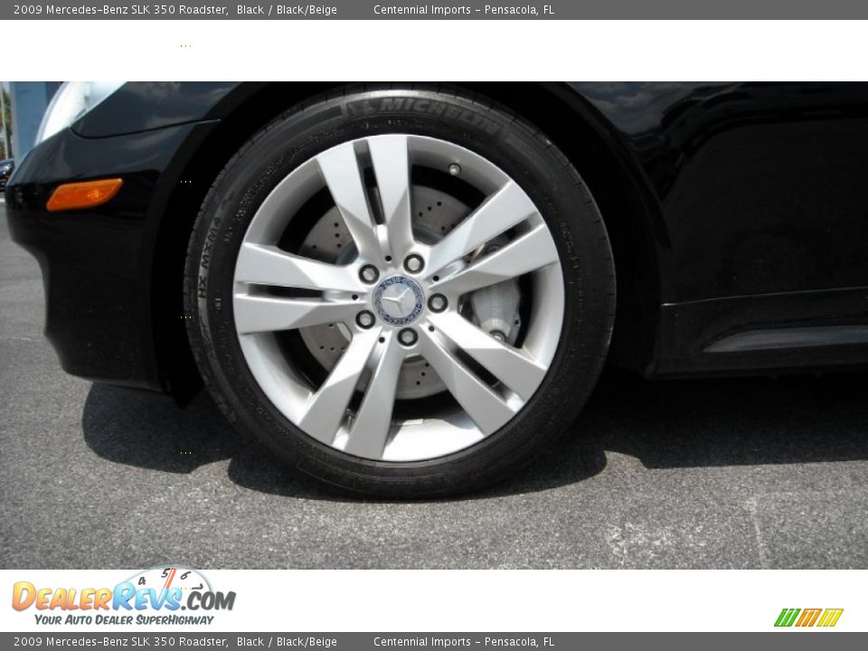 2009 Mercedes-Benz SLK 350 Roadster Black / Black/Beige Photo #14
