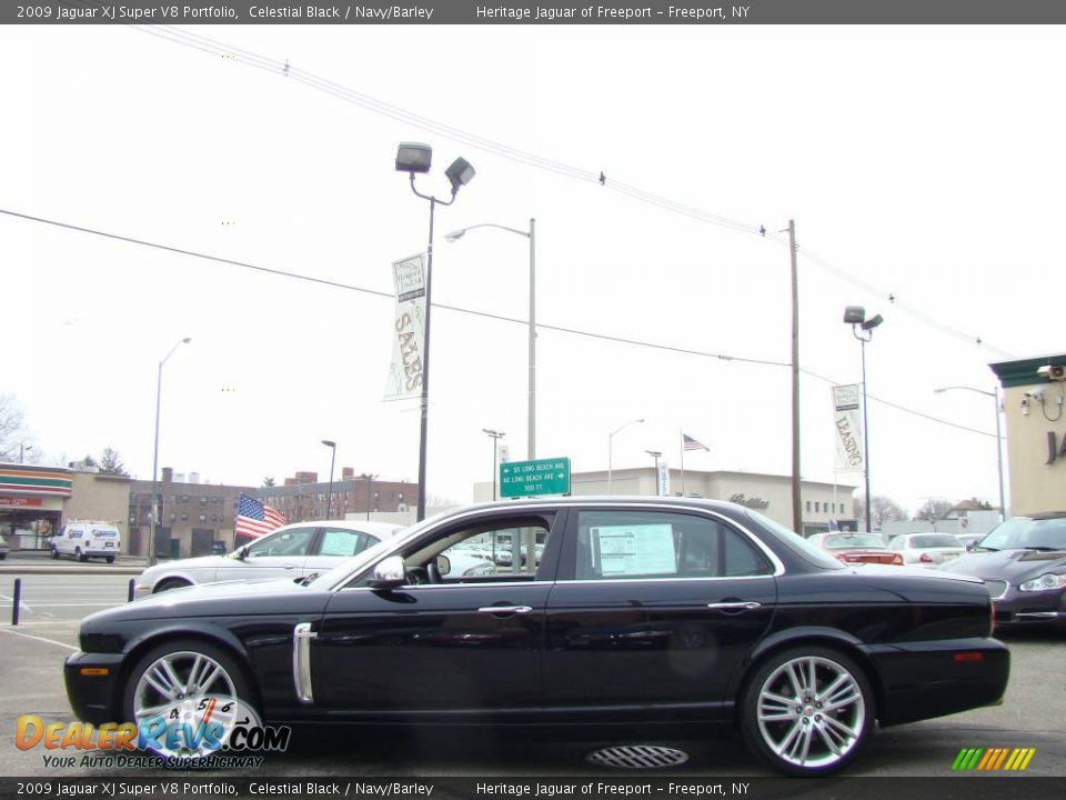 2009 Jaguar XJ Super V8 Portfolio Celestial Black / Navy/Barley Photo #2
