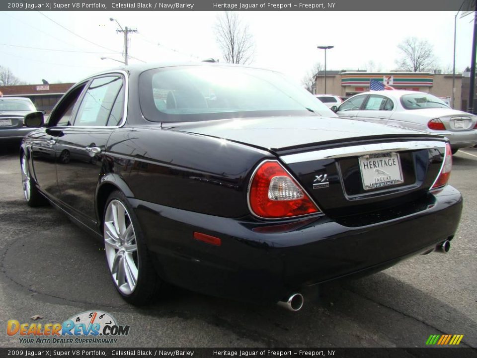 2009 Jaguar XJ Super V8 Portfolio Celestial Black / Navy/Barley Photo #3