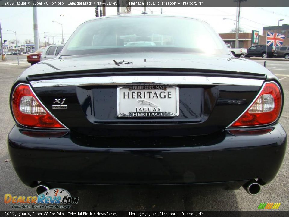 2009 Jaguar XJ Super V8 Portfolio Celestial Black / Navy/Barley Photo #4
