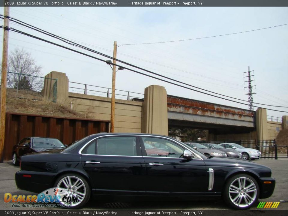 2009 Jaguar XJ Super V8 Portfolio Celestial Black / Navy/Barley Photo #6