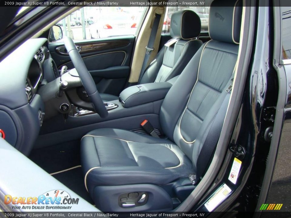 2009 Jaguar XJ Super V8 Portfolio Celestial Black / Navy/Barley Photo #12