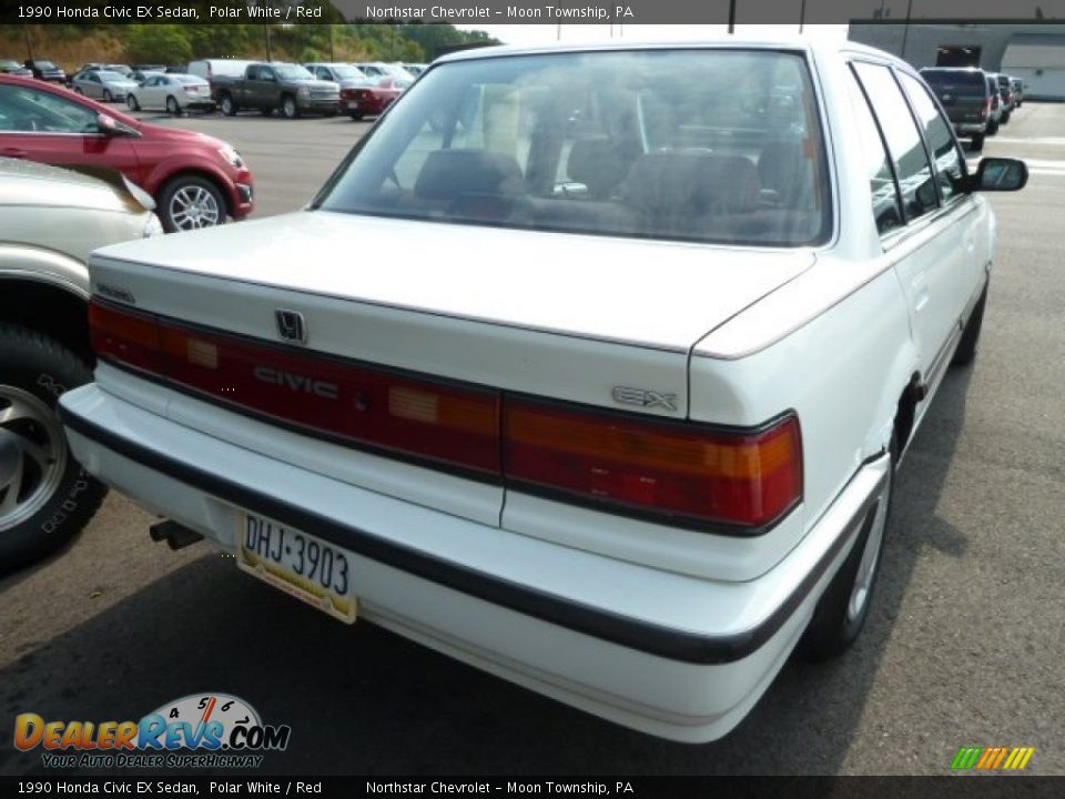 1990 Honda Civic EX Sedan Polar White / Red Photo #2