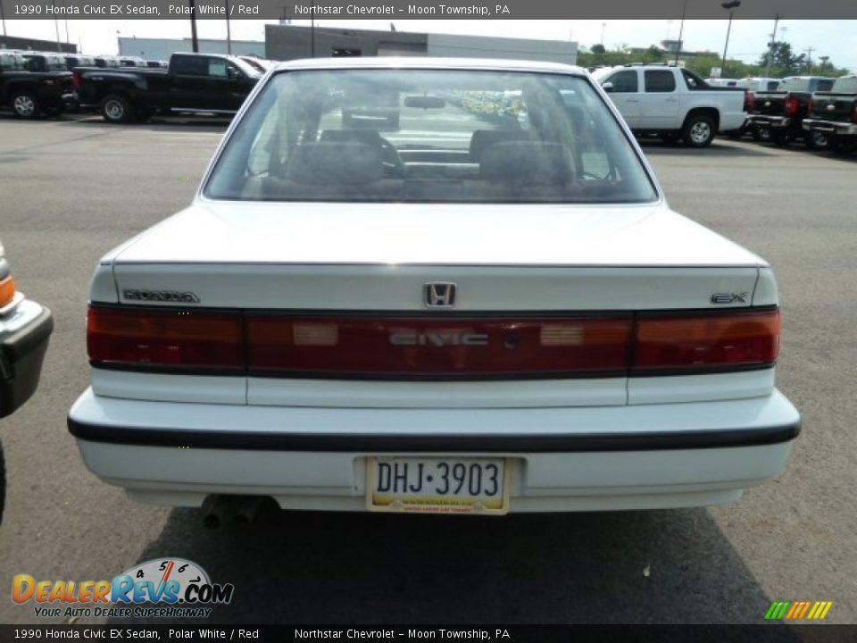 1990 Honda Civic EX Sedan Polar White / Red Photo #3