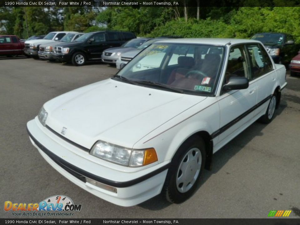 1990 Honda Civic EX Sedan Polar White / Red Photo #4