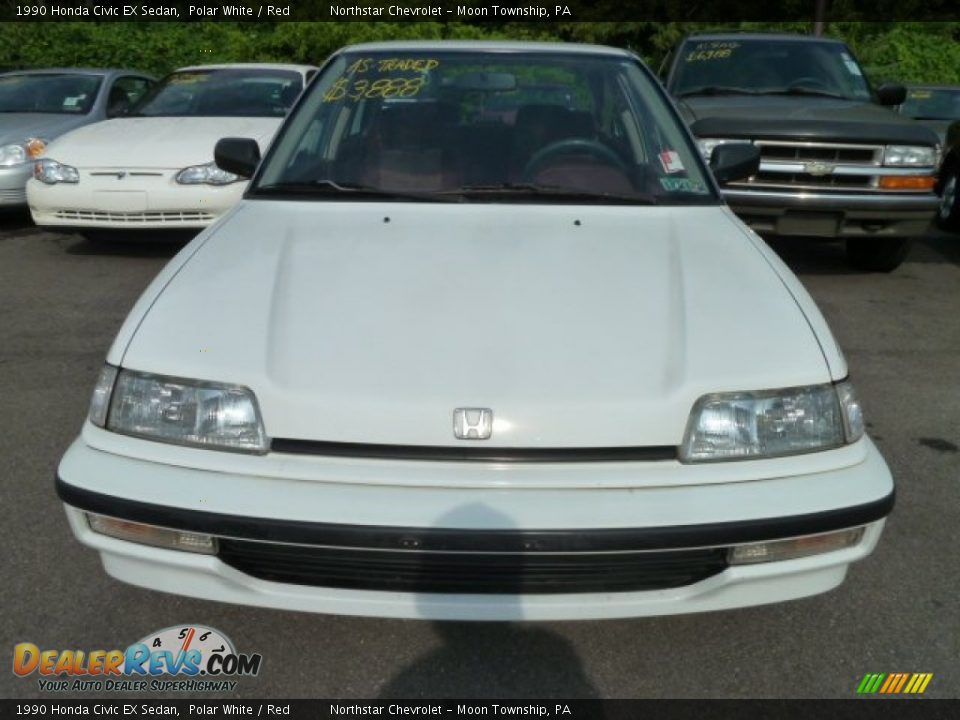 1990 Honda Civic EX Sedan Polar White / Red Photo #5