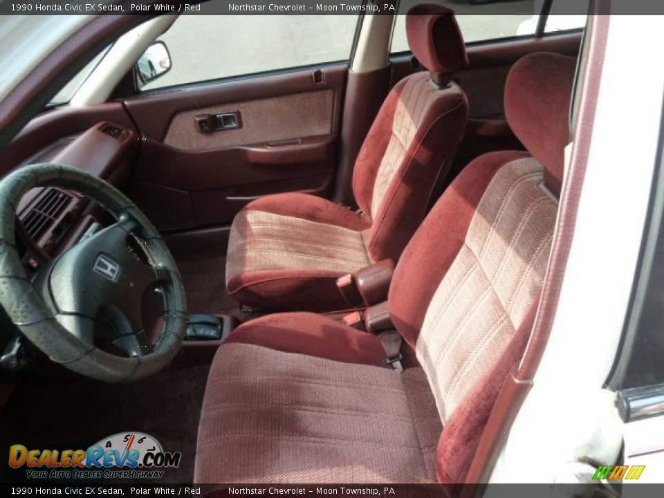 Red Interior - 1990 Honda Civic EX Sedan Photo #7