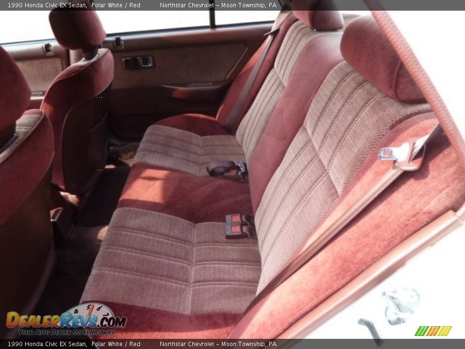 Red Interior - 1990 Honda Civic EX Sedan Photo #8