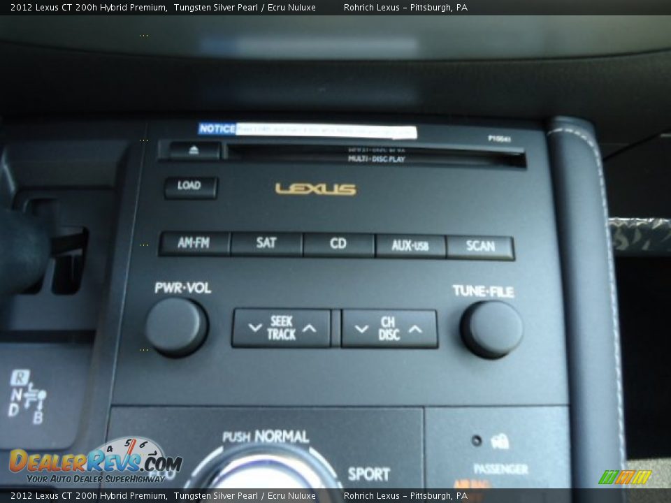 2012 Lexus CT 200h Hybrid Premium Tungsten Silver Pearl / Ecru Nuluxe Photo #19